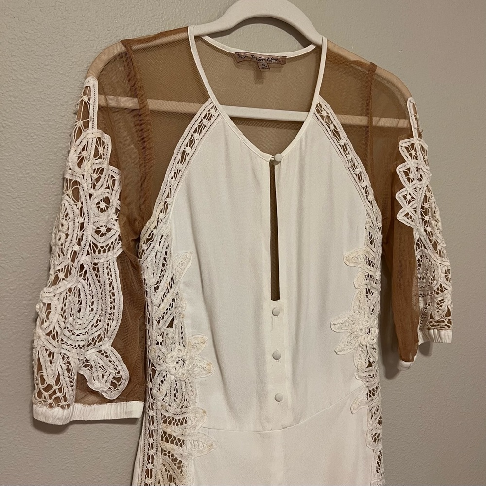 For Love & Lemons ~ Romper w/ crochet details & nude mesh back *flawed item*